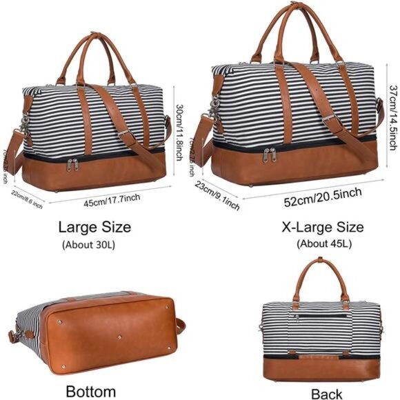 Weekender Bags for Women and Men Travel Duffel Bags with Shoe Compartment - Picture 5 of 7